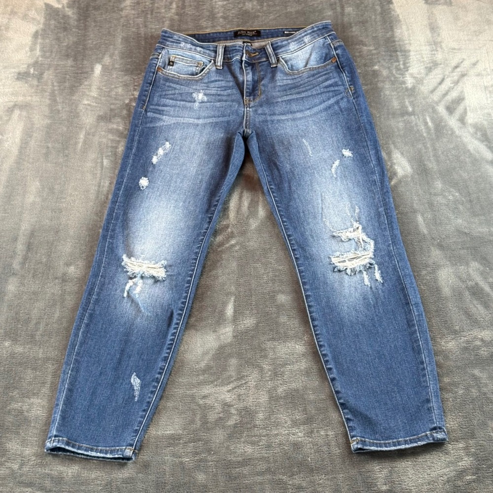 Judy Blue Relaxed Fit Distressed Medium Wash Jeans JB8271DK Womens 9/29 Mid Rise